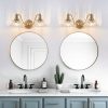 20 Inch 2-Light Vintage Bathroom Wall Sconce C Elegant Golden Metal and Glass Lampshade Vanity Light Fixture for Bathroom, Hallway, or Bedroom (Bulb Not Included)