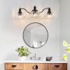 24 Inch 3-Light Vintage Bathroom Wall Sconce C Elegant Black Metal and Glass Lampshade Vanity Light Fixture for Bathroom, Hallway, or Bedroom (Bulb Not Included)