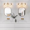 24 Inch 3-Light Vintage Bathroom Wall Sconce C Elegant Golden Metal and Glass Lampshade Vanity Light Fixture for Bathroom, Hallway, or Bedroom (Bulb Not Included)