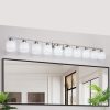 10-Light Bathroom Light Fixtures, 65.52inch Nickel Vanity Light with Milky White Glass Shade, Modern Bathroom Wall Lights Over Mirror, Farmhouse Wall Sconces Lighting for Bedroom Living Room