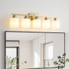 2-43.jpg Gold Bathroom Light Fixtures, 5-Light Modern Vanity Light Over Mirror, Wall Sconces with Milky White Frosted Glass Shades, E26 Socket (Bulbs Not Included)