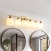 6 Light Gold Bathroom Vanity Light, Gold Bathroom Light Fixtures, 38" Modern Brushed Gold Vanity Lighting Fixtures for Bathroom Over Mirror, Gold Sconces Wall Lighting for Bedroom Living Room