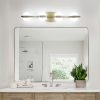 28" Golden Minimalist LED Bathroom Vanity Light with Crystal Sand Acrylic Shades, 4-Light Wall Mounted Decorative Lighting Fixture, Suitable for Bathroom Vanity Mirror