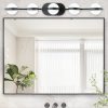 35" Modern Minimalist Bathroom Vanity Light, LED 5 Bulb Crystal Sand Acrylic Shades, Wall Mounted Decorative Lighting Fixture, Suitable for Bathroom Vanity Mirror (Black)