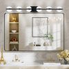 43" Black Minimalist LED Bathroom Vanity Light with Crystal Sand Acrylic Shades,6-Light Wall Mounted Decorative Lighting Fixture, Suitable for Bathroom Vanity Mirror