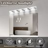 32" Modern Chrome 5-Light LED Vanity Light, Square Acrylic Lampshades Wall Mount Fixture for Bathroom, Mirror Lighting