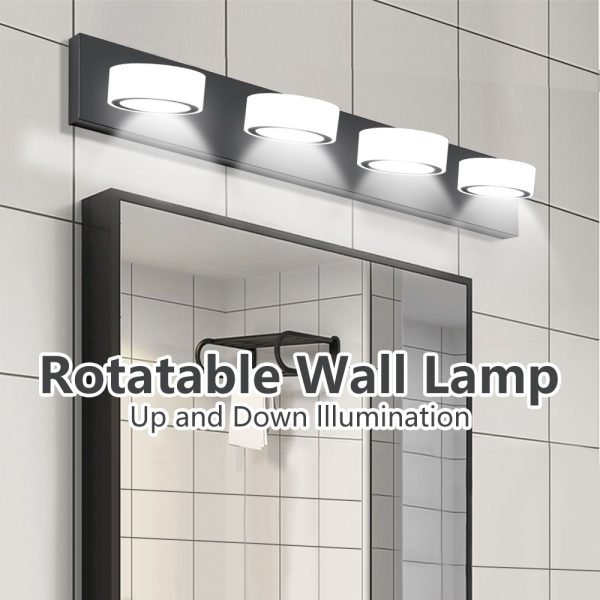 29" Modern 4-Light LED Vanity Light, Sleek Black Bathroom Wall Light Fixture for Mirror, Shower, and Bathroom Decor
