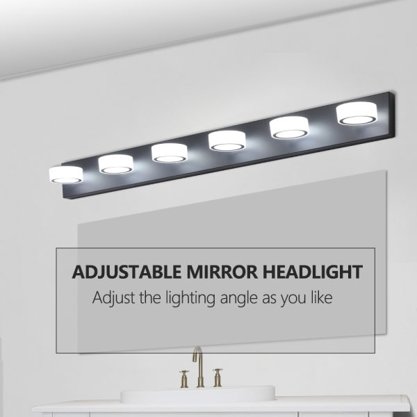 45" Modern 6-Light LED Vanity Light, Sleek Black Bathroom Wall Light Fixture for Mirror, Shower, and Bathroom Decor