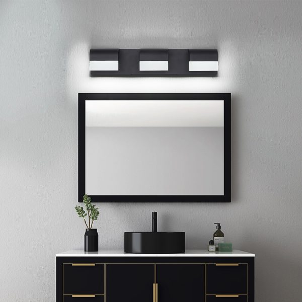 2-85.jpg LED Contemporary Vanity Lights Fixture Bathroom Wall Light Over Mirror Matt Black 3 Lights Dimmable
