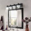 2-92.jpg Modern 4-Light Matte Black LED Vanity Light Fixture with Crystal Glass Shades, Bathroom Wall Sconce for Elegant and Contemporary Home Decor