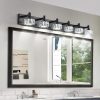 2-94.jpg Modern 6-Light Matte Black LED Vanity Light Fixture with Crystal Glass Shades, Bathroom Wall Sconce for Elegant and Contemporary Home Decor