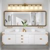 52" Modern 4-Light Vanity Wall Sconce, Golden Finish with Frosted Glass Shades for Bathroom or Hallway Lighting (No Bulbs)