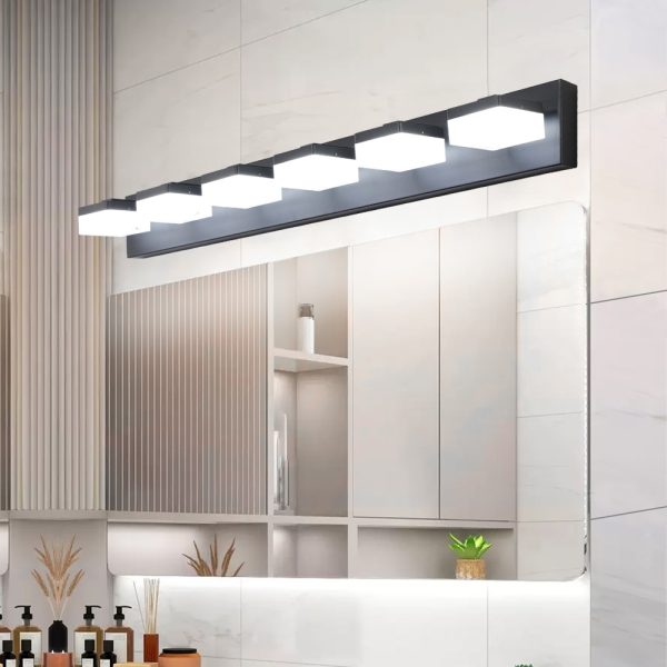 3-100.jpg Modern 6-Light Black LED Vanity Mirror Light Fixture For Bathrooms And Makeup Tables