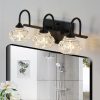 17" Retro 3-Light Bathroom Vanity Light Fixture - Black Finish with Crystal Glass Shades, Wall Mounted Lighting for Bathroom, Powder Room, and Vanity Mirror (No Bulbs)