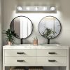 31" Modern Chrome 5-Light LED Vanity Light, Square Acrylic Lampshades Wall Mount Fixture for Bathroom, Mirror Lighting