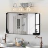 3-12.jpg 17" Nickel Finish Vintage Crystal Glass Vanity Light - Elegant 3-Light Bathroom Mirror Fixture with Clear Glass Shades (No Bulbs)