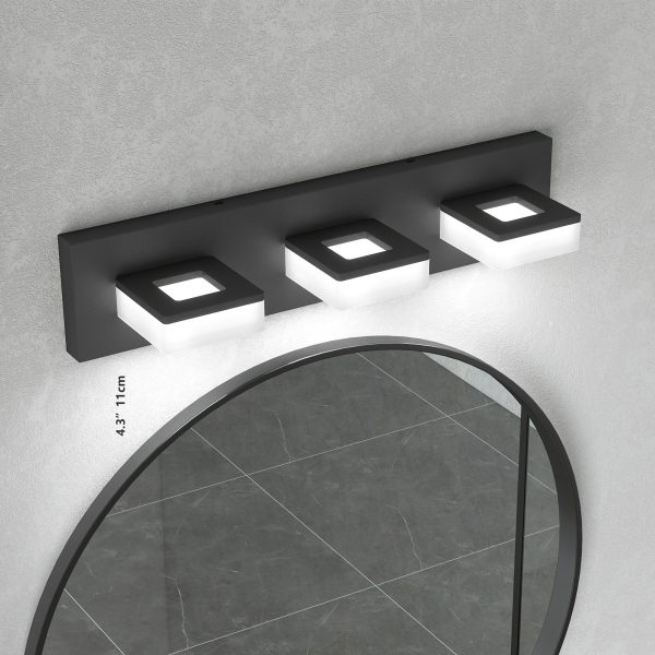 3-125.jpg LED Modern Bathroom Vanity Light Fixtures (3-Light, 20-Inch), Matte Black Modern Acrylic Bathroom Wall Lighting Fixtures Over Mirror (Cool White 6000K)