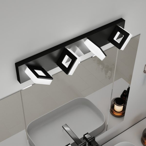 3-126.jpg LED Modern Bathroom Vanity Light Fixtures (4-Light, 25-Inch), Matte Black Modern Acrylic Bathroom Wall Lighting Fixtures Over Mirror (Cool White 6000K)