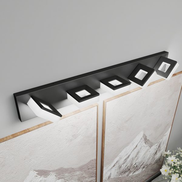 3-127.jpg LED Modern Bathroom Vanity Light Fixtures (5-Light, 32-Inch), Matte Black Modern Acrylic Bathroom Wall Lighting Fixtures Over Mirror (Cool White 6000K)