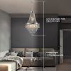 20" Chrome Crystal Chandelier with Adjustable Height, Modern Ceiling Light Fixture for Living Room, Dining Room, Staircase, 11-Light E12 Bulb Base (No Bulbs)