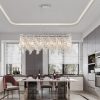 Silver Elegant Oval Crystal Chandelier, Modern Ceiling Light Fixture with Reflective Hanging Crystals for Dining Room, Living Room, and FoyerS (Bulbs Not Included)