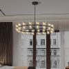 36 Inches Luxury Chandeliers Crystal Living Room Decorative Lights Simple Modern Dining Room LED Lighting,for Home Decor (Bulbs Included)