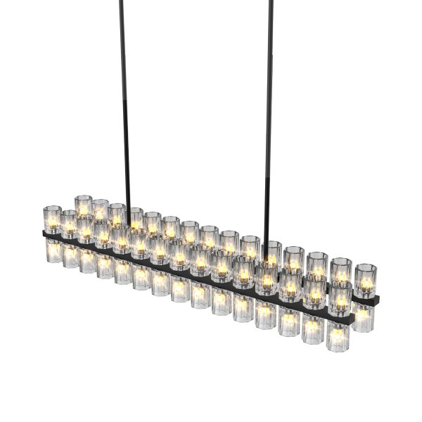 Rectangular Luxurious Crystal Chandelier for Living Room & Dining Room, Black Frame with K9 Crystals