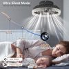 Smart Silent Elegant Black Ceiling Fan with Light C 16-inch Flush Mount LED Chandelier with 5 Invisible Blades, Remote Control & Timer, Dimmable Lighting for Bedroom, Living Room, Dining Room