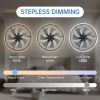 Luxury Crystal Ceiling Fan with Lights C 24'' Flush Mount LED Chandelier Fan with 5 Invisible Blades, Remote & Timer, Bright Dimmable Lighting for Bedroom, Living Room, Dining Room