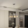 6-Light Brushed Nickel Chandeliers for Dining Room Light Fixtures Over Table, Adjustable Height Hanging Industrial Pendant Lighting for Kitchen Island Bedroom, Clear Glass Shade