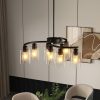 3-181.jpg 9-Light Black Modern Chandeliers for Dining Room, Adjustable Height Farmhouse Kitchen Island Lighting, Industrial Hanging Light Fixtures for Living Room Bedroom, Clear Glass Shade