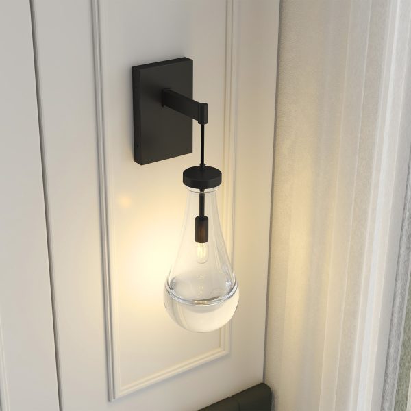 Wall Sconces, Black Wall Sconces Modern Bathroom Lights, Sconces Wall Lighting with Clear Glass, Wall Mounted Light Wall Lamp for Living Room Hallway Reception Desk