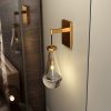 Brass Wall Sconce, Modern Raindrop Glass Shade, Dimmable LED E12 Bulb, Fits Bathroom, Vanity, Living Room, Brass, 1 Pack