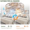 18-inch White Vintage Caged Ceiling Fan Light C Quiet Operation, Remote Control, Industrial Style for Living Room, Bedroom, and Kitchen (Silent/6-Speed/Reversible/DC Motor) (Bulb Not Included)
