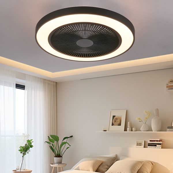 19-inch Black Ceiling Fan Light with LED RGB C Dimmable & Color-Changing, APP & Remote Control, Modern Smart Ceiling Fan for Living Room, Bedroom, and Dining Room (Silent/6-Speed/Reversible/DC Motor)