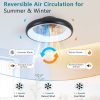 20" Black LED Ceiling Fan Light C Dimmable & Adjustable Color Temperature, APP & Remote Control, Modern Smart Ceiling Fan for Living Room, Bedroom, and Dining Room (Silent/6-Speed/Reversible/DC Motor)