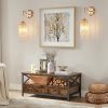 Set of 2 Gold Frame and Cascading Crystal Bead String Wall Sconces, E12 Bulb Socket, Elegant Hanging Light Fixture for Living Room, Bedroom, Hallway (Bulb Not Included)