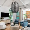 3-2.jpg 18" Modern 8-Light Geometric Pendant Chandelier, Industrial Metal Frame, Adjustable Hanging Light for Living Room, Dining Room, Kitchen (No Bulbs)