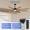 72-Inch 8-Blade Large Ceiling Fan,Reversible Quiet DC Motor,Indoor/Outdoor Modern Ceiling Fan,Suitable for Kitchen,Living Room and Terrace,Black