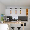Modern Black Wrought Iron Pendant Light (for Kitchen Island), Adjustable Cord Pendant Fixture, Hanging Lighting Over Kitchen Island, Indoor Chandelier for Bedroom & Bathroom