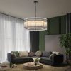 37" Modern Black Round Chandelier,2-Tier 8-Light Water Ripple Crystal Glass Chandeliers,for Dining Room,Living Room,Bedroom,High Ceiling,Foyer Entryway,Luxury Chandelier