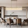 Modern Rectangular Crystal Glass Chandelier, 10-Lights Black Chandelier Lighting Contemporary Pendant Ceiling Light Fixture for Dining Room Living Room Kitchen Island