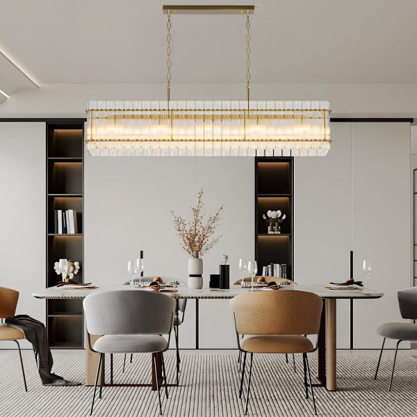 3-211.jpg Modern Rectangular Crystal Glass Chandelier, 10-Lights Glod Chandelier Lighting Contemporary Pendant Ceiling Light Fixture for Dining Room Living Room Kitchen Island