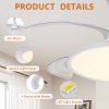 Retractable Ceiling Fans with Lights,42 inch Ceiling Fan with Light and Remote Control,Flush Mount,DC Reversible,3CCT,Low Noise,White Ceiling Fan for Bedroom,Living Room,Kitchen,Indoor Use