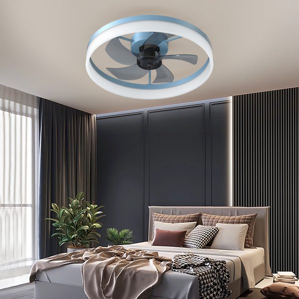 3-225.jpg Ceiling Fans with Lights Dimmable LED Embedded installation of thin modern ceiling fans(Blue)
