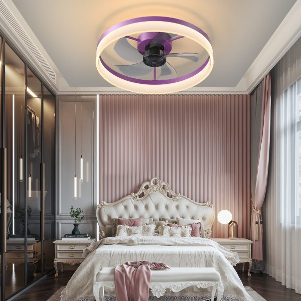3-227.jpg Ceiling Fans with Lights Dimmable LED Embedded installation of thin modern ceiling fans(Purple)