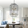 18" Modern 8-Light Black Gold Geometric Pendant Chandelier, Industrial Metal Frame, Adjustable Hanging Light for Living Room, Dining Room, Kitchen (No Bulbs)