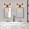 20 Inch 2-Light Vintage Bathroom Wall Sconce C Elegant Black Metal and Glass Lampshade Vanity Light Fixture for Bathroom, Hallway, or Bedroom (Bulb Not Included)