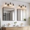 24 Inch 3-Light Vintage Bathroom Wall Sconce C Elegant Black Metal and Glass Lampshade Vanity Light Fixture for Bathroom, Hallway, or Bedroom (Bulb Not Included)