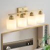 3-40.jpg Gold Bathroom Light Fixtures, 4-Light Modern Vanity Light Over Mirror, Wall Sconces with Milky White Frosted Glass Shades, E26 Socket (Bulbs Not Included)